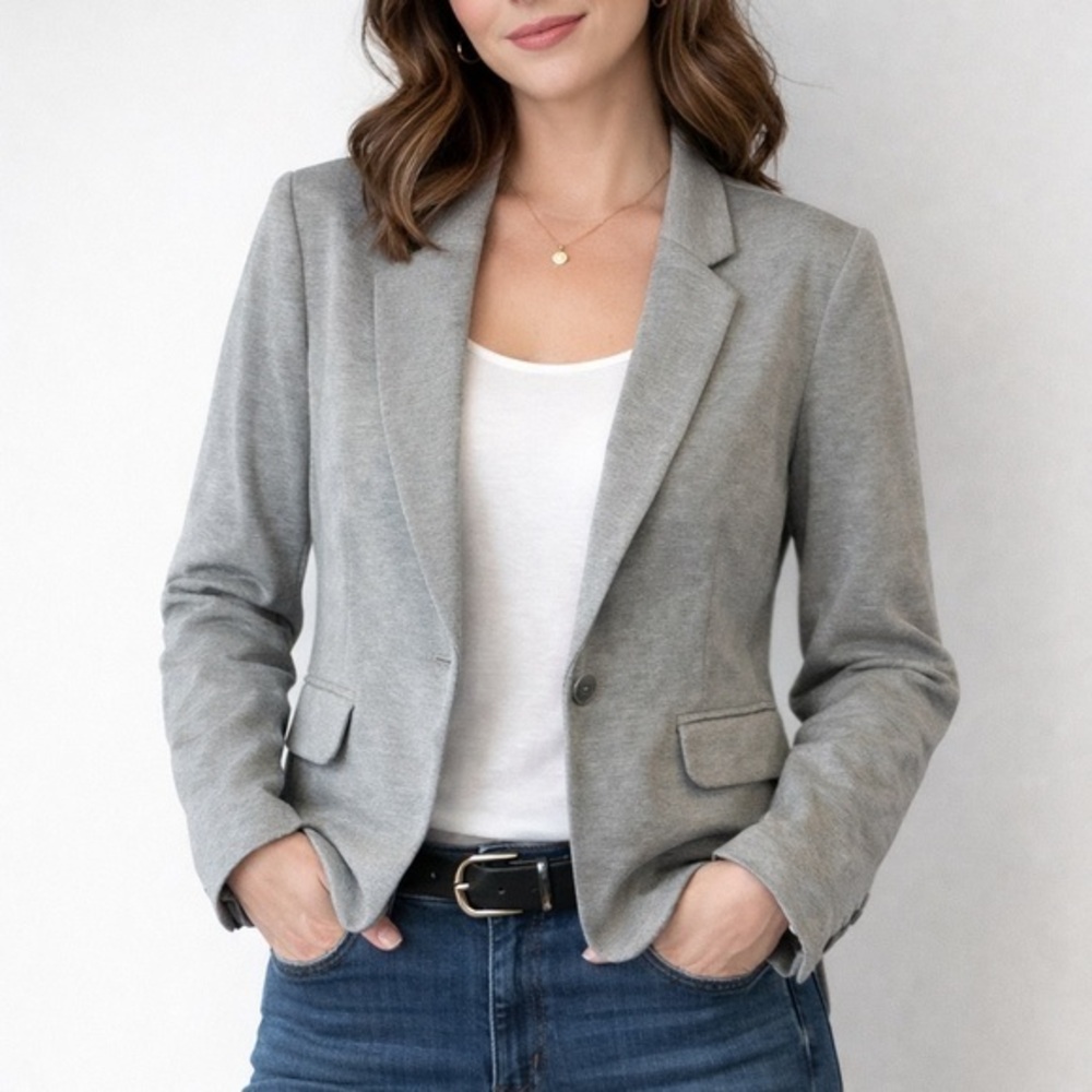 Rosemunde Copenhagen cotton blend stretch blazer in gray